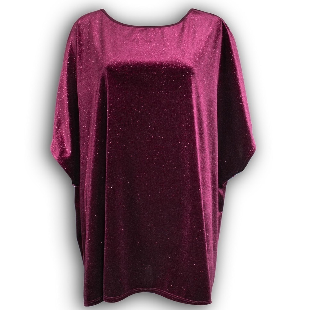 BLUMIN Burgundy Velvet Top Women’s Small Oversized Shimmery Dolman Sleeve New - Picture 3 of 8
